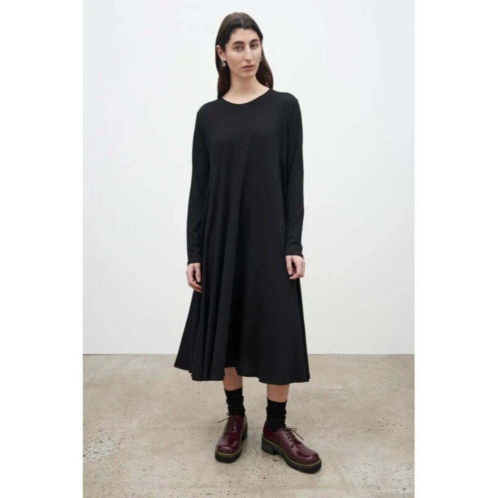 Kowtow Building Block Dress Size Small 100% Organic Cotton Long Sleeve Black